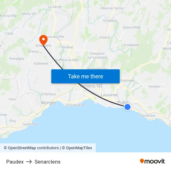 Paudex to Senarclens map