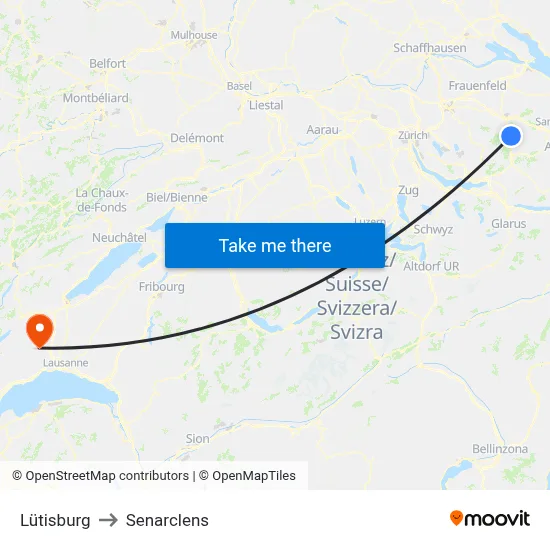 Lütisburg to Senarclens map