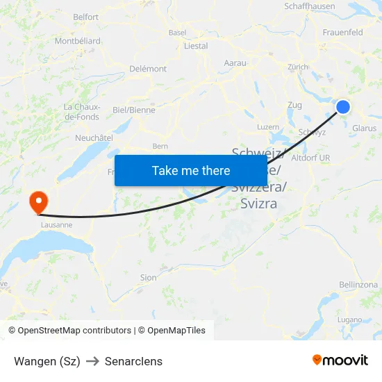 Wangen (Sz) to Senarclens map