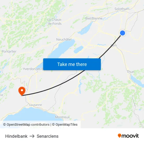 Hindelbank to Senarclens map