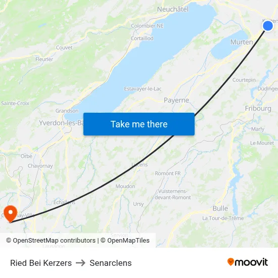 Ried Bei Kerzers to Senarclens map