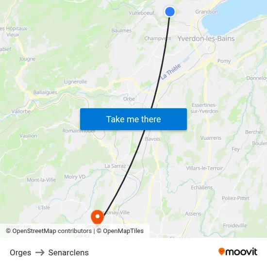Orges to Senarclens map