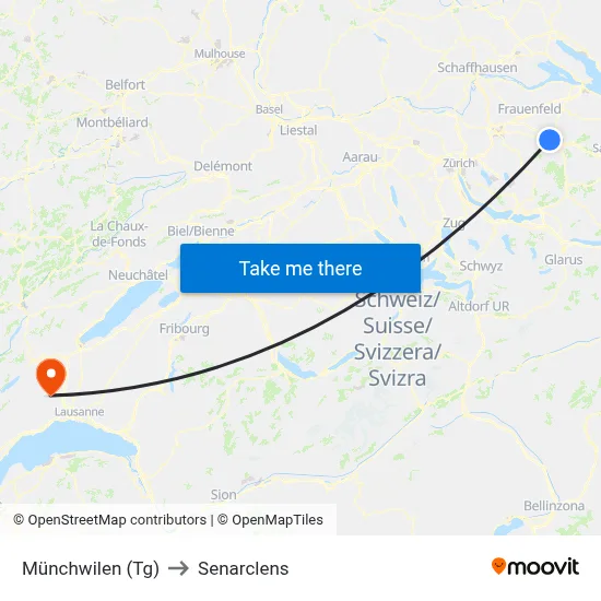 Münchwilen (Tg) to Senarclens map