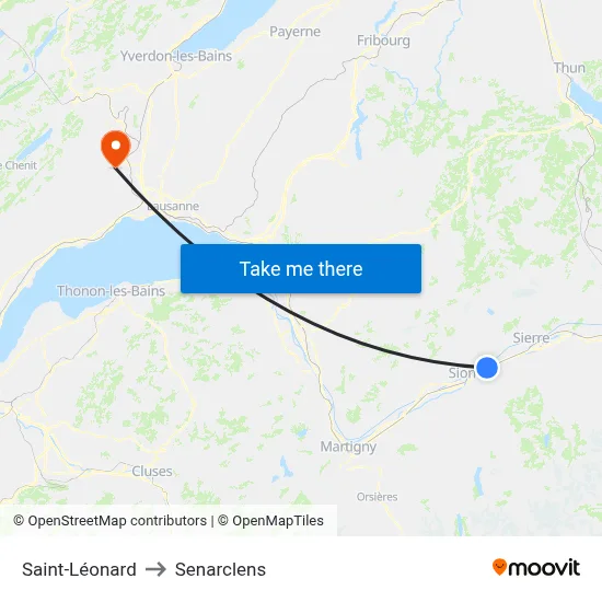 Saint-Léonard to Senarclens map