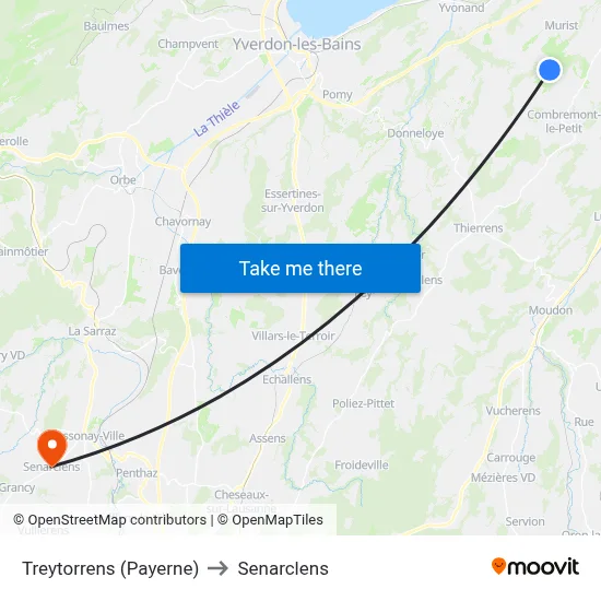 Treytorrens (Payerne) to Senarclens map