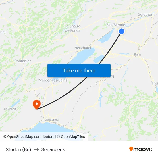 Studen (Be) to Senarclens map