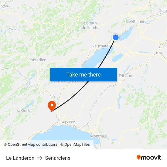 Le Landeron to Senarclens map