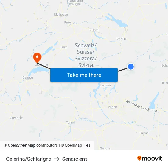 Celerina/Schlarigna to Senarclens map