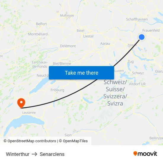 Winterthur to Senarclens map