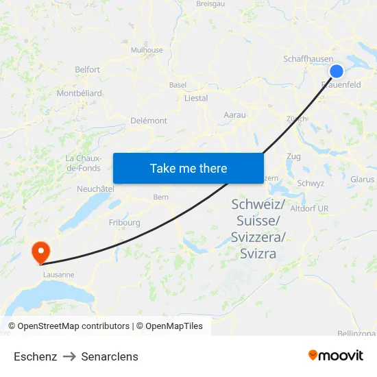 Eschenz to Senarclens map