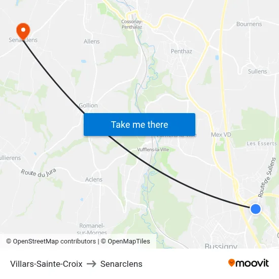Villars-Sainte-Croix to Senarclens map
