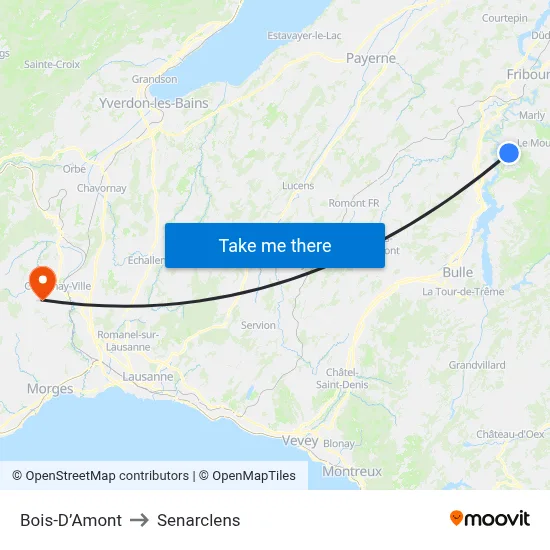 Bois-D’Amont to Senarclens map