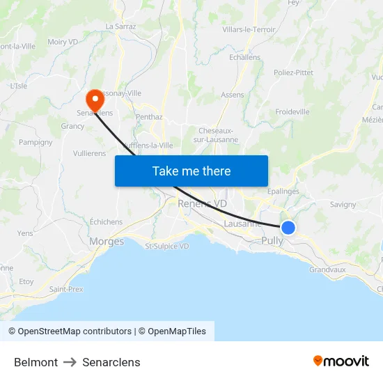 Belmont to Senarclens map