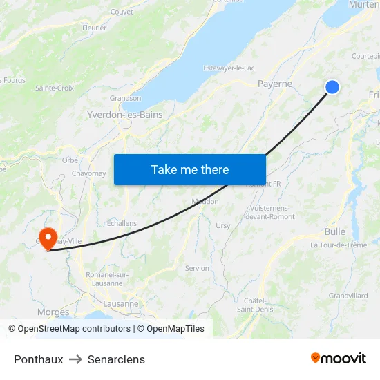 Ponthaux to Senarclens map