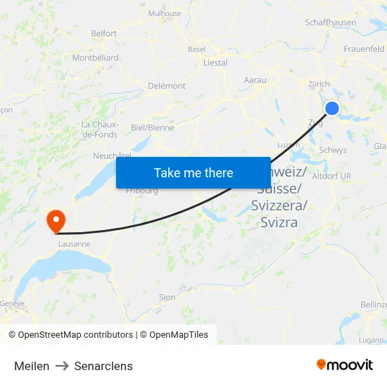 Meilen to Senarclens map