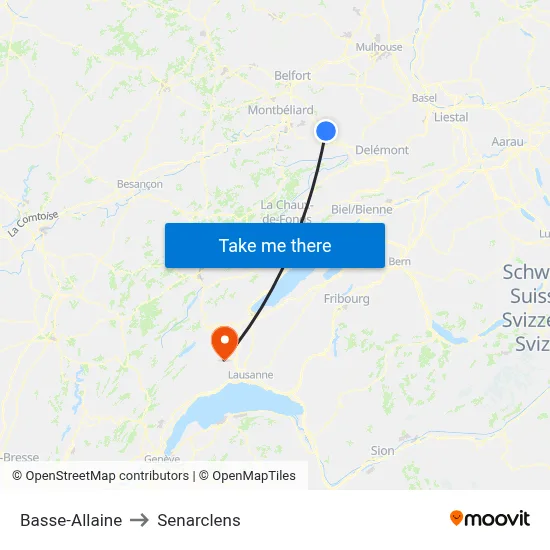 Basse-Allaine to Senarclens map