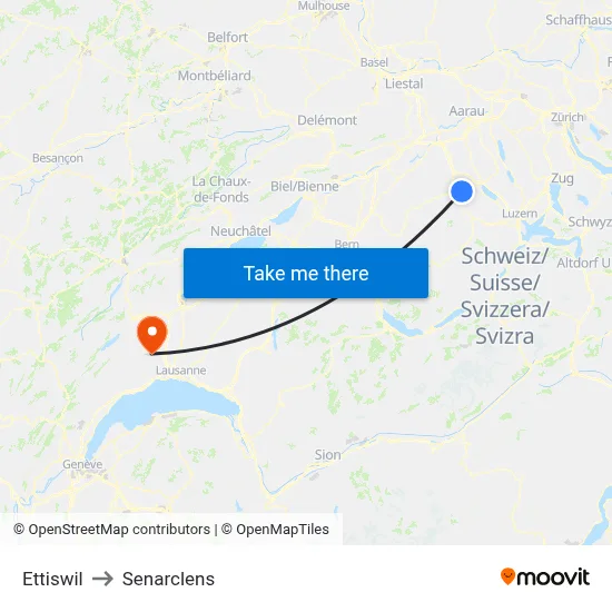 Ettiswil to Senarclens map