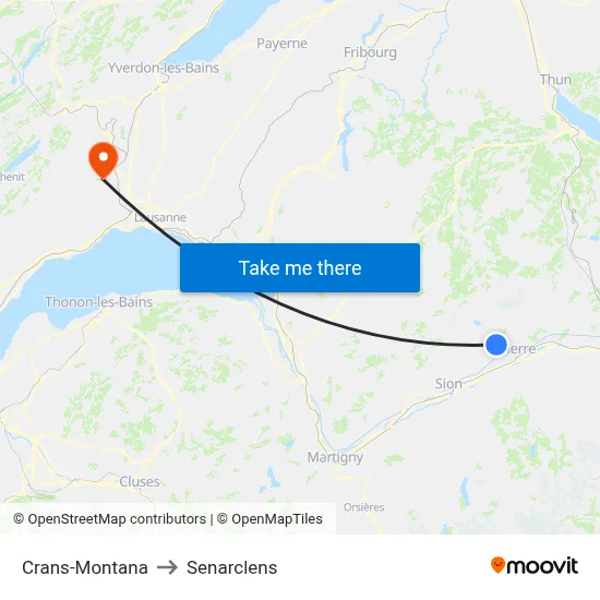 Crans-Montana to Senarclens map