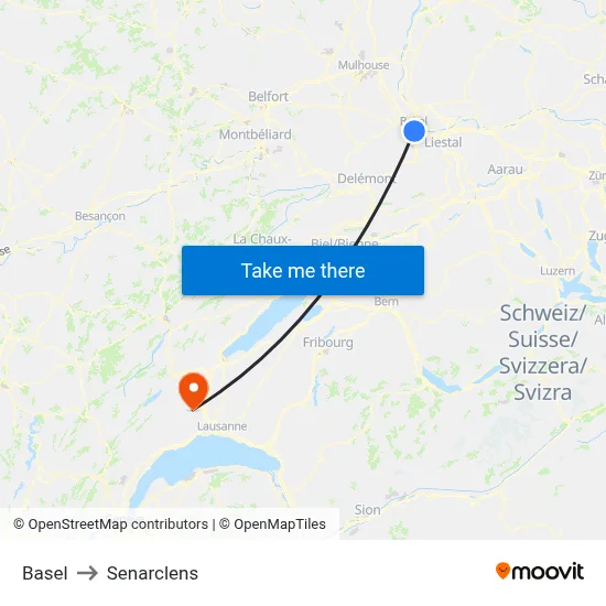 Basel to Senarclens map