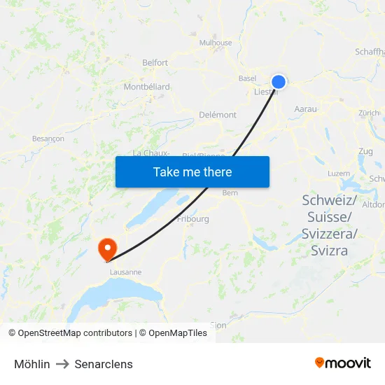 Möhlin to Senarclens map