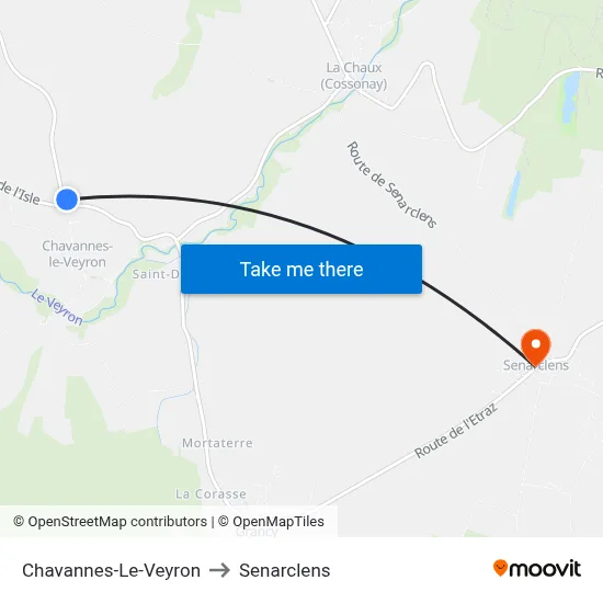 Chavannes-Le-Veyron to Senarclens map