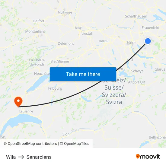 Wila to Senarclens map