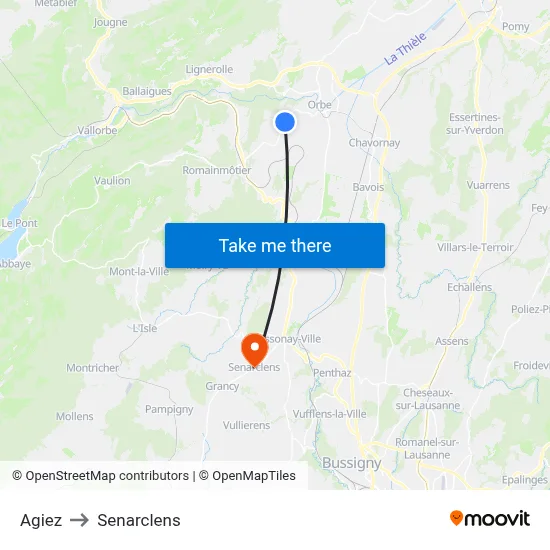 Agiez to Senarclens map