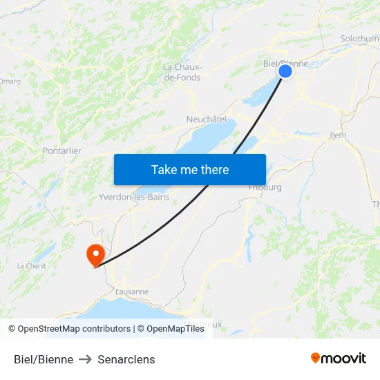 Biel/Bienne to Senarclens map