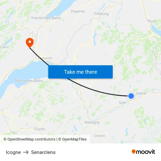 Icogne to Senarclens map