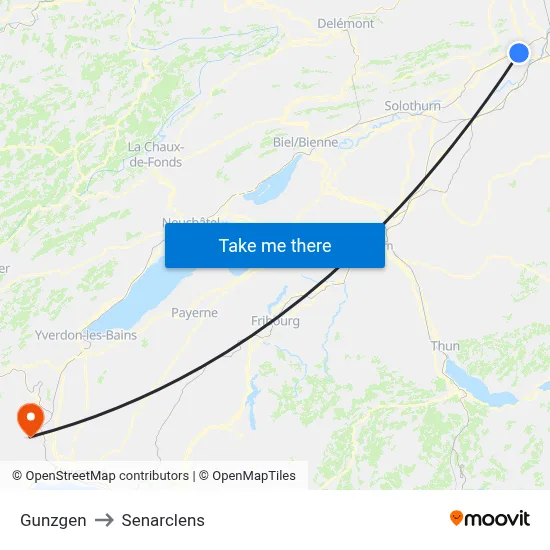 Gunzgen to Senarclens map