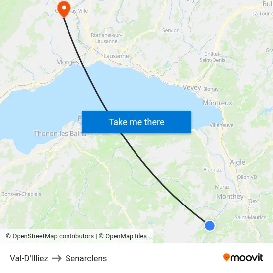 Val-D'Illiez to Senarclens map