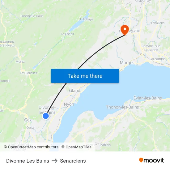 Divonne-Les-Bains to Senarclens map