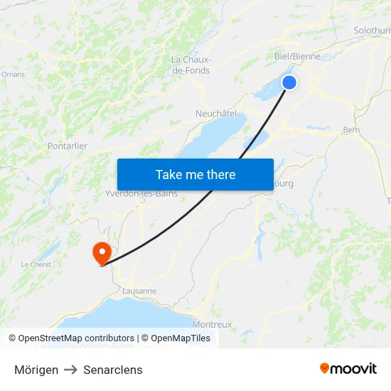 Mörigen to Senarclens map