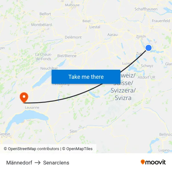 Männedorf to Senarclens map