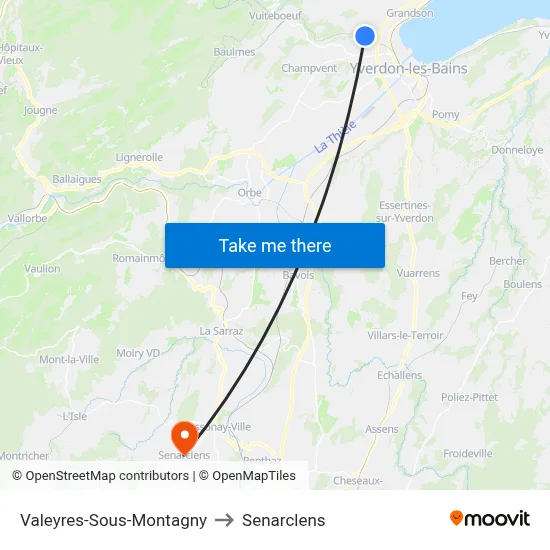 Valeyres-Sous-Montagny to Senarclens map
