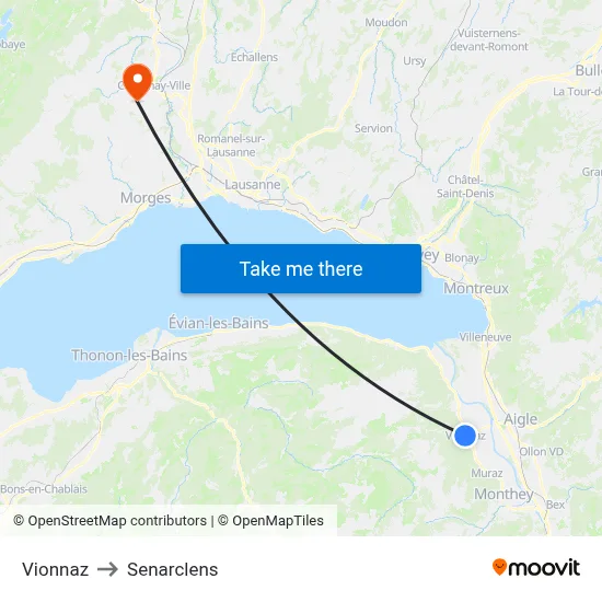 Vionnaz to Senarclens map