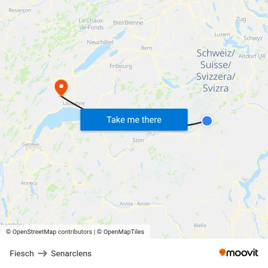 Fiesch to Senarclens map