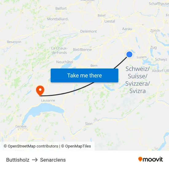 Buttisholz to Senarclens map