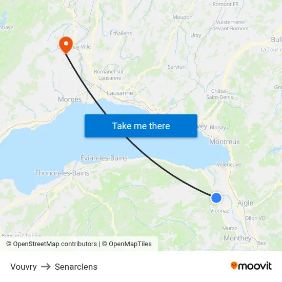 Vouvry to Senarclens map