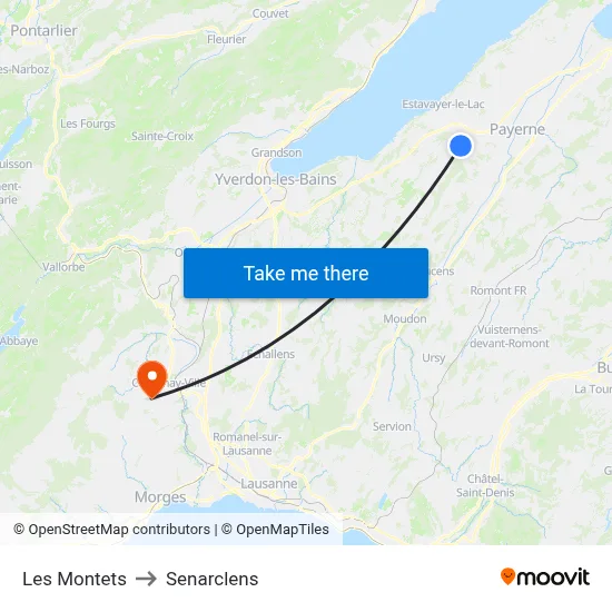Les Montets to Senarclens map