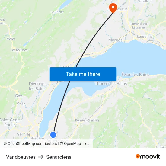 Vandoeuvres to Senarclens map