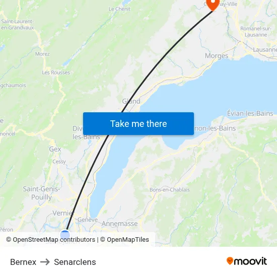 Bernex to Senarclens map