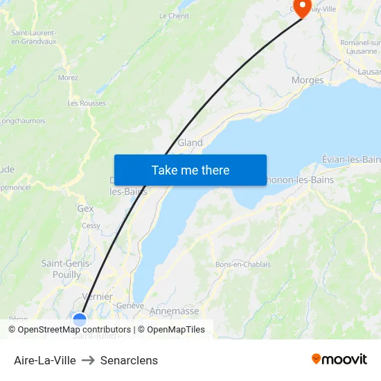 Aire-La-Ville to Senarclens map