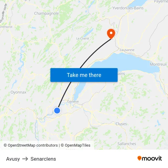 Avusy to Senarclens map