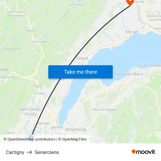 Cartigny to Senarclens map