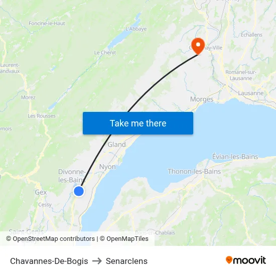 Chavannes-De-Bogis to Senarclens map