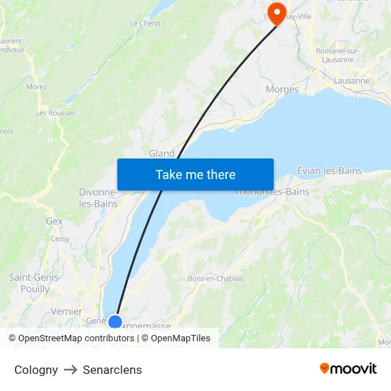 Cologny to Senarclens map