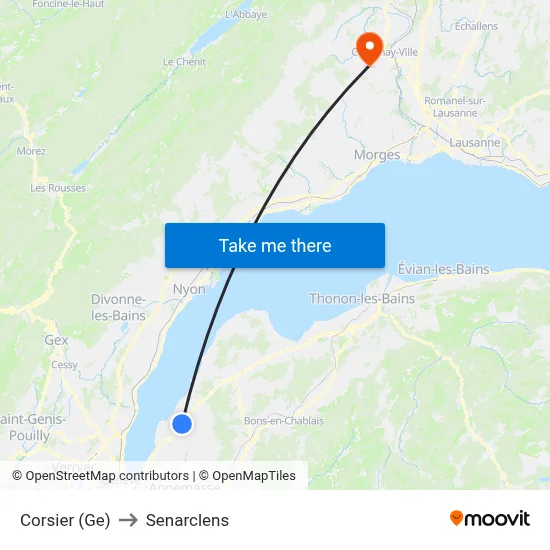 Corsier (Ge) to Senarclens map