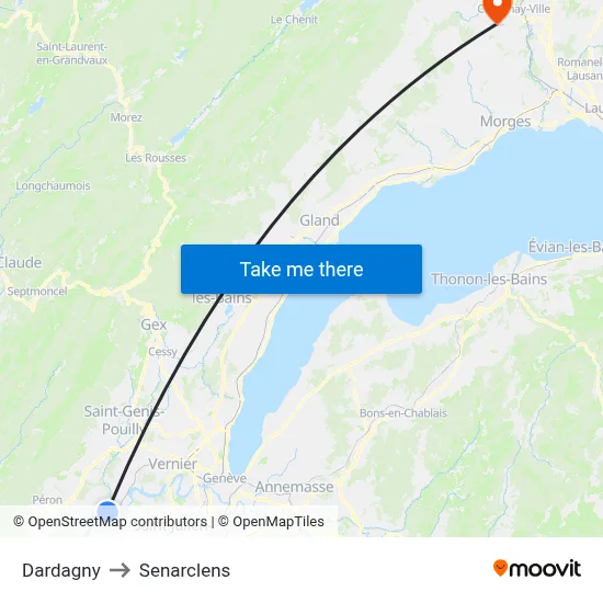 Dardagny to Senarclens map
