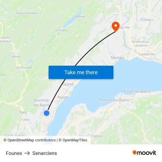 Founex to Senarclens map